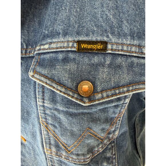 90's Vintage WRANGLER Sherpa Lined Denim Jacket Men's Trucker MEDIUM #0101 - Picture 12 of 16